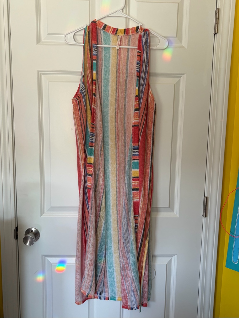 My Story Multicolor Striped Sleeveless Duster